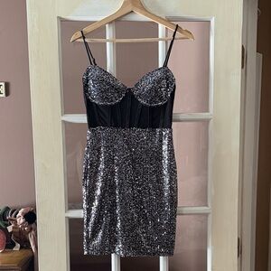 Cute sexy black & silver Charlotte Russe Dress